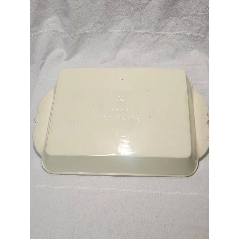 Vintage USA Pottery 1025 Lasagna Baker Ceramic Casserole Dish Vegetable Motif